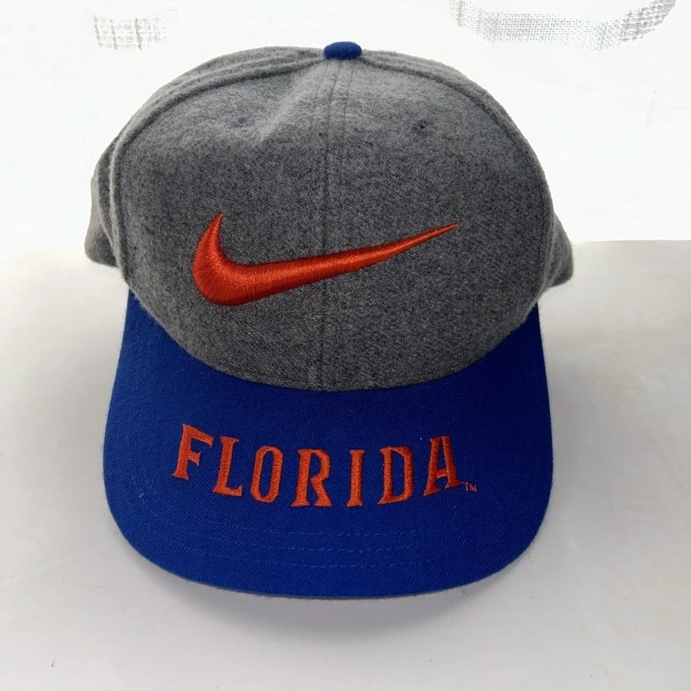 VINTAGE Nike Florida‎ Gators Wool 90s Snap Back Gray Blue UF College Football